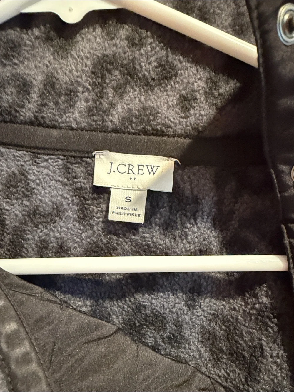 J. Crew Gray Leopard Snap-Shoulder Quilted Pullover